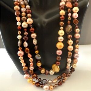 Estate Dyed Freshwater Pearl and Mother of Pearl Statement Necklace 32 inches🔥